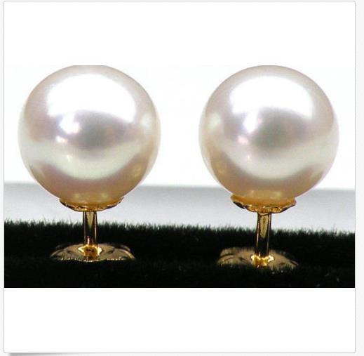 AAA+++ 8 MM GRADE PERFECT ROUND WHITE AKOYA PEARLS EARRING 14K SOLID GOLD