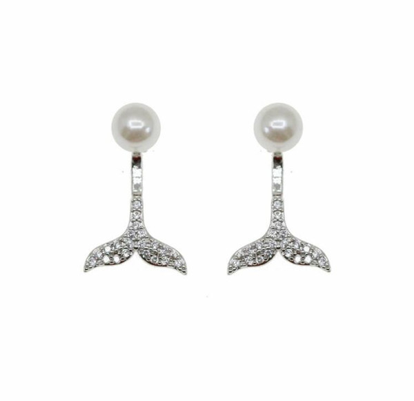 8 Kinds Diamond Mermaid Fish Tail Earrings 925 Sterling Silver Hook Pearl Eardrop Temperament Earring For Women Jewelry Friendship Gifts