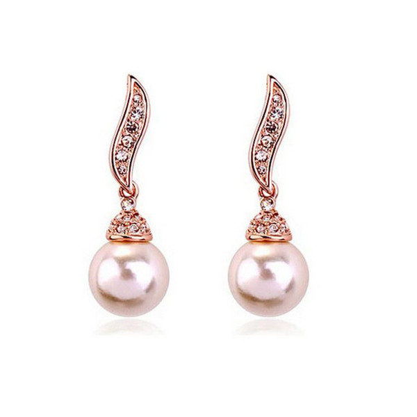 Leaves Shape Pearl Stud Earrings Fashion Crystal Alloy Pearl Earrings For Women Best Gift Top Quality Pearl Earrings Jewelry 1198