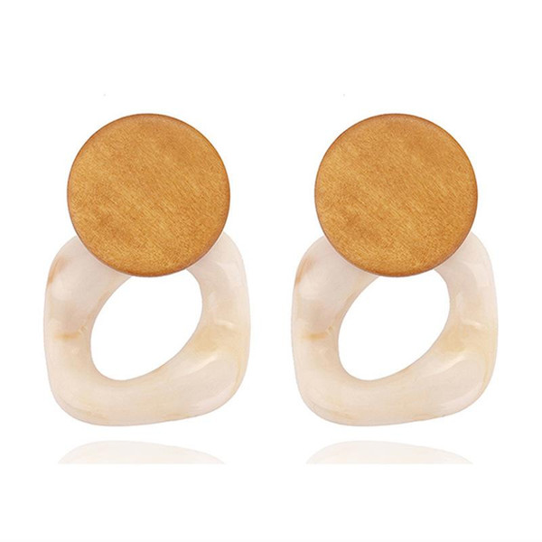 Fashion Big Resin Drop Earrings For Women 2019 New Acetic Acid Large Korea Square Earrings Trendy Wood Geometric Jewelry AL-012