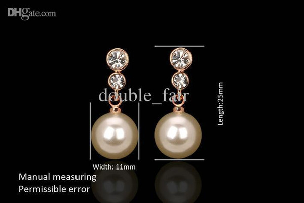 Bowknot Imitation Pearl Beads CZ Diamond Vintage Earrings 18K Gold Plated Crystal Fashion Brand Jewelry/Jewellery For Women DFE326