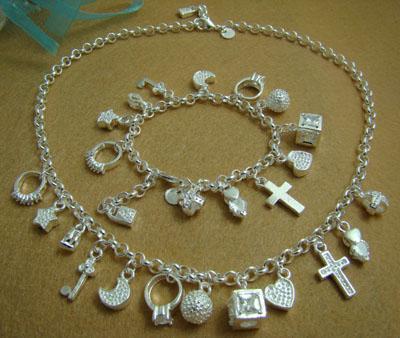 Wholesale - Retail lowest price Christmas gift 925 silver fashion new Necklace+Bracelet set S72