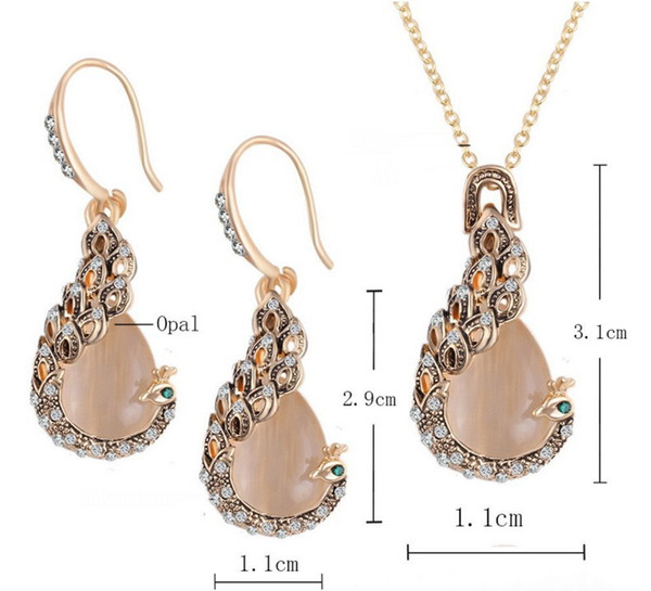 Hot Women Elegant Waterdrop Rhinestone Pendant Necklace Hook Earrings Jewelry Set