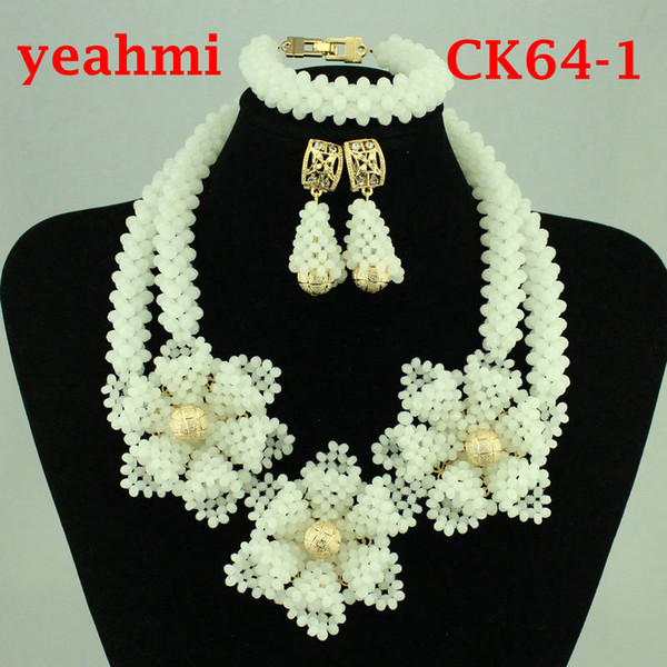 Wonderful Opaque Orange Bridal Beads Indian African Costume Jewelry Set Nigerian Wedding Necklace for Women Free Shipping CK64-1