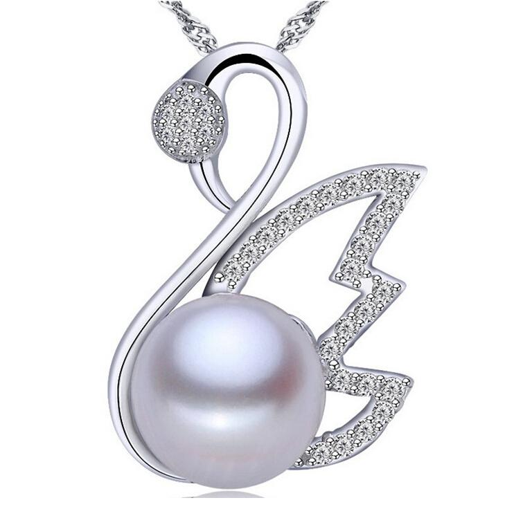 New 925 silver natural pearl pendant necklace Ms Pearl Necklaces Delicate Europen America pendant Sweater Chain bride pearl Necklace ZZS18