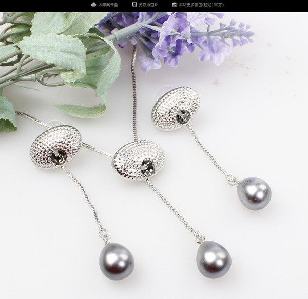 Fashion Classic Wedding Pearl Drop Necklace Earrings Set For Women Bridal Simple Vintage Jewelry set Party Dress Accessories