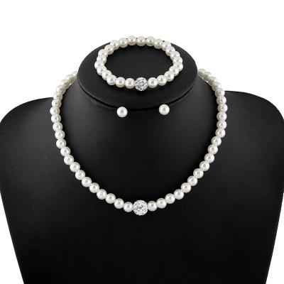 Elegant Women Simulated Pearls Jewelry Set Necklace / Earrings / Bracelets Fashion Jewelry For Lady Wedding Engagement Gift