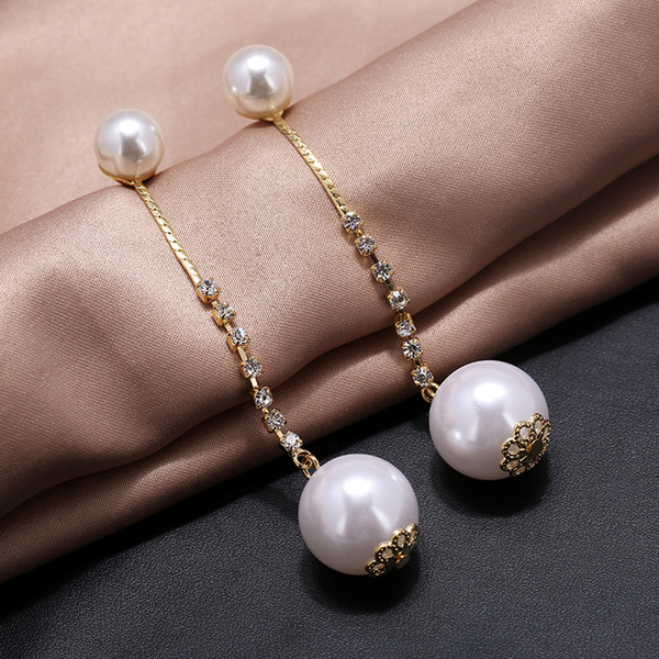 Hot sell earrings wholesale fashion alloy diamond ladies pearl earrings jewelry factory direct girlfriend gifts free shopping