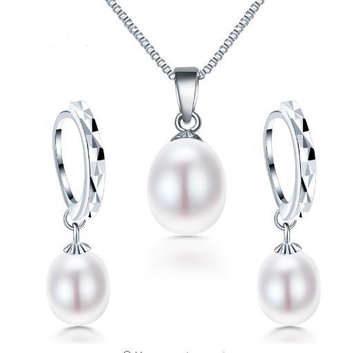 pearl necklace Promotion jewelry set Classic 925 sterling silver jewelry set genuinee/earrings for women wedding set