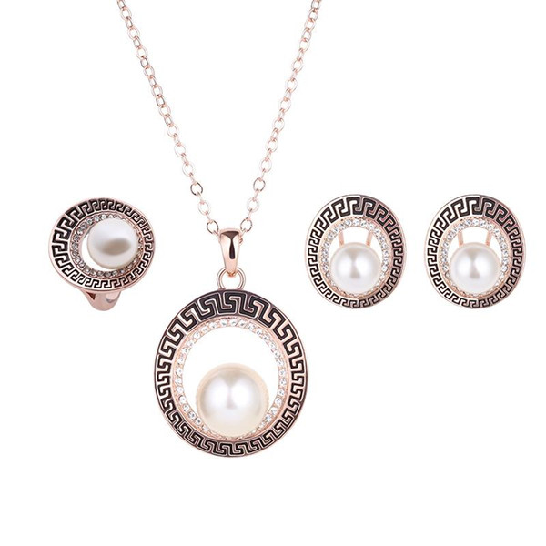 Vintage Rhinestone Pearl Necklace And Earring The Clothing Jewelry Sets Gift For Women 2016 New Fashion