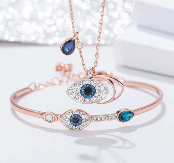 blingbling Devil's eye necklace female seiko high version rose gold collarbone chain fashion Devil's eye bracelet with a wrap