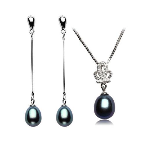 New arrival fashion jewelry pearl jewelry set 925 sterling silver nekclace and drop earrings set for women factory price