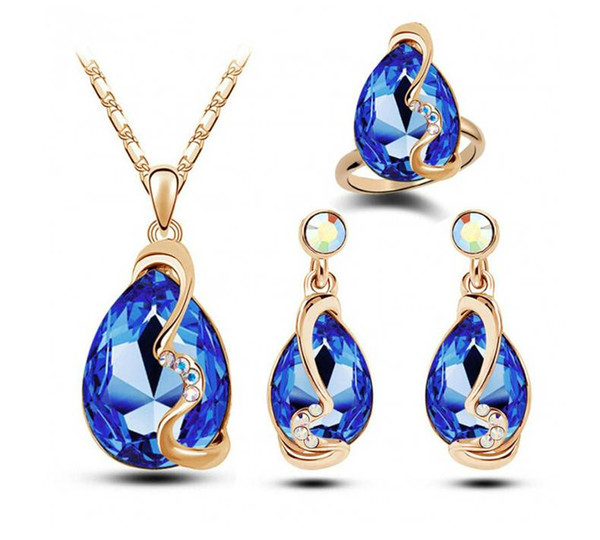 High-end luxury jewelry set necklaces rings earrings fashion brand crystal silver jewelry hot-selling new free shipping