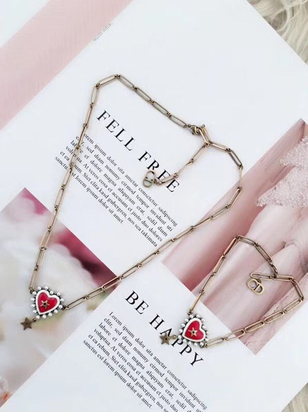 19SS New retro red blue love stars decorative letter buckle chocker neckband bracelet set chic jewelry