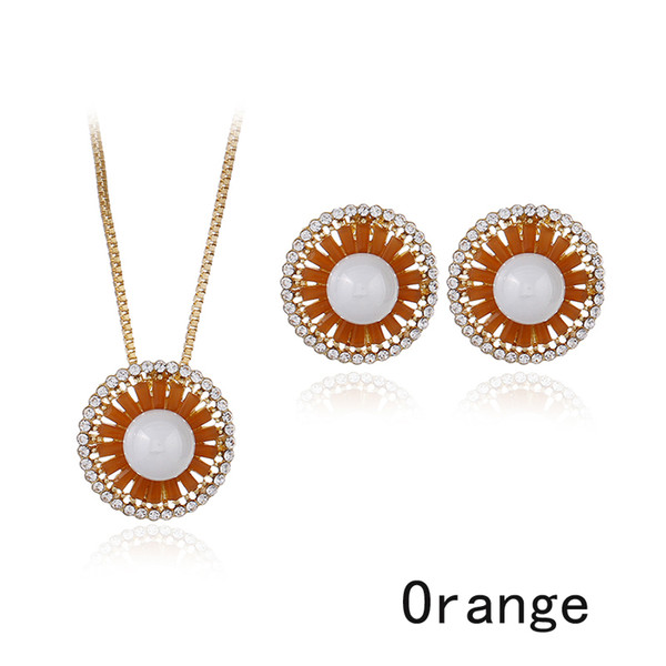 Female Ornaments Popular Ear Studs Necklaces Sunflower Jewelry Sets Necklace With Birthstones