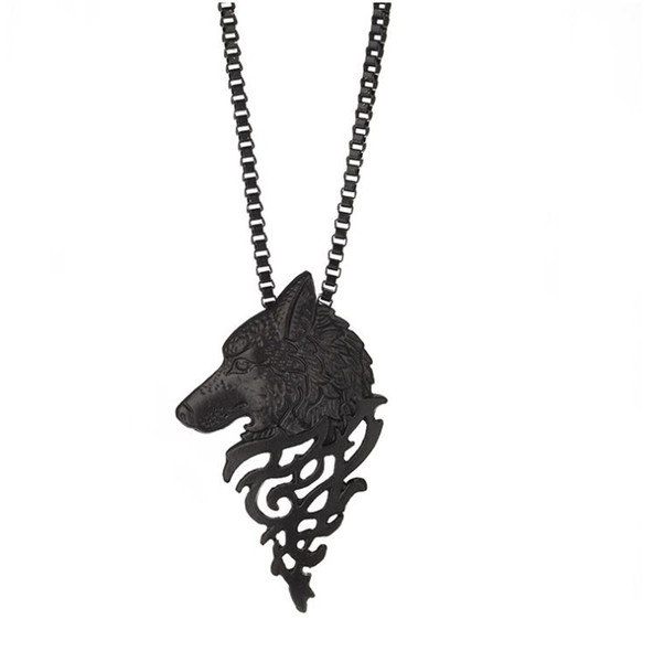 Retro domineering wolf head necklace Original fashion personality metal animal sweater chain item