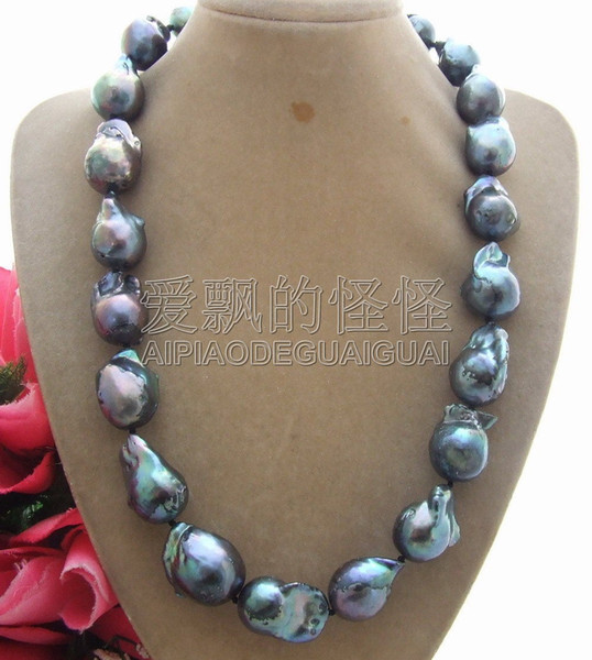 N012607 20-25MM Black Keshi Pearl Necklace