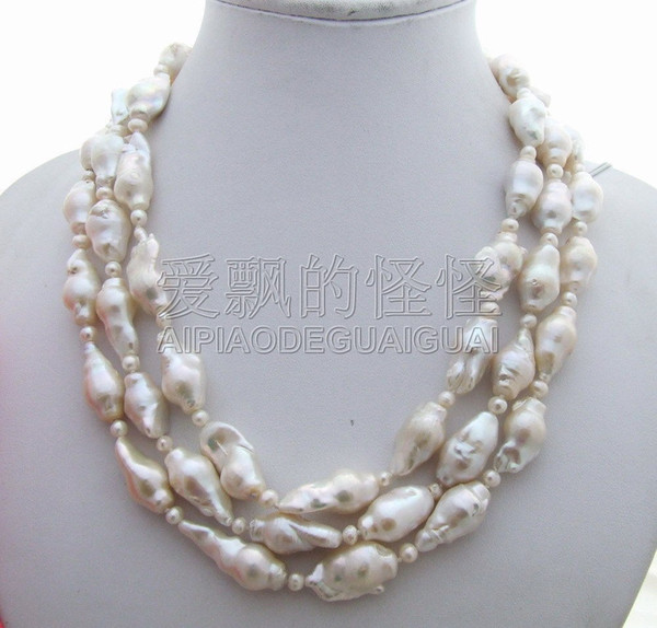 N130522 Natural 20mm Bead-Nucleated Pearl Necklace