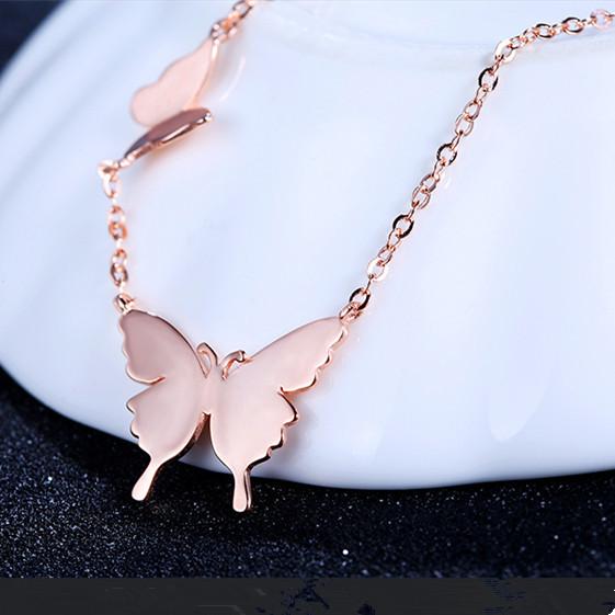 925 necklaces sterling silver jewelry for woman animal butterfly smooth rose gold girl student fashion exquisite bijou factory price 1pc