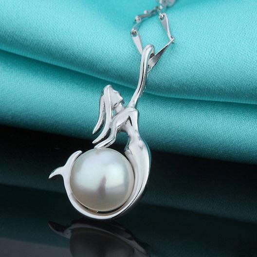 pendants for Necklaces 925 Silver Jewelry Women Mermaid Pearl Animal Daughter of the Sea Charming Popular Trend Leader 2019 New Arrive 1pc