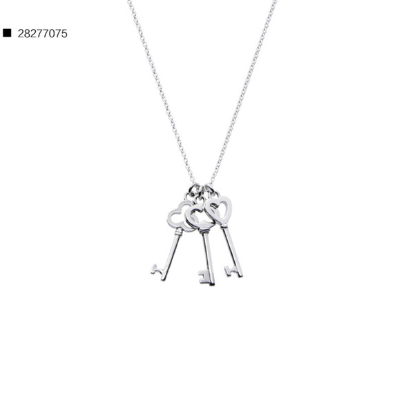 2019 new fashion luxury designer jewelry women Tiffany925 necklace Keys series three-key Necklace 28277075 women silver necklace