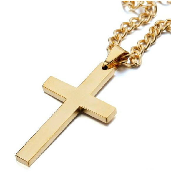 Man Pendant Necklace Hip Hop Gold Silver Cross Pendant Jewelry Mens Necklace Stainless Steel With Iced Out Chains Stainless Steel Jewelry