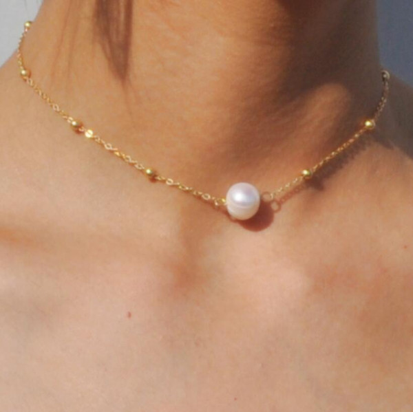 designer jewelry pearl necklace gold plated peal pendant choker simple for women hot fashion free of shipping