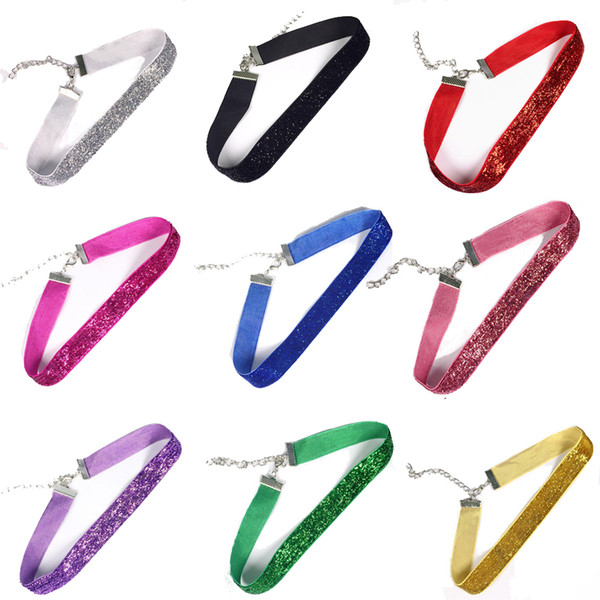 Glitter Powder Velvet Choker Necklaces for Women Christmas Choker 12*0.671 Inches 11 Colors Bulk Price