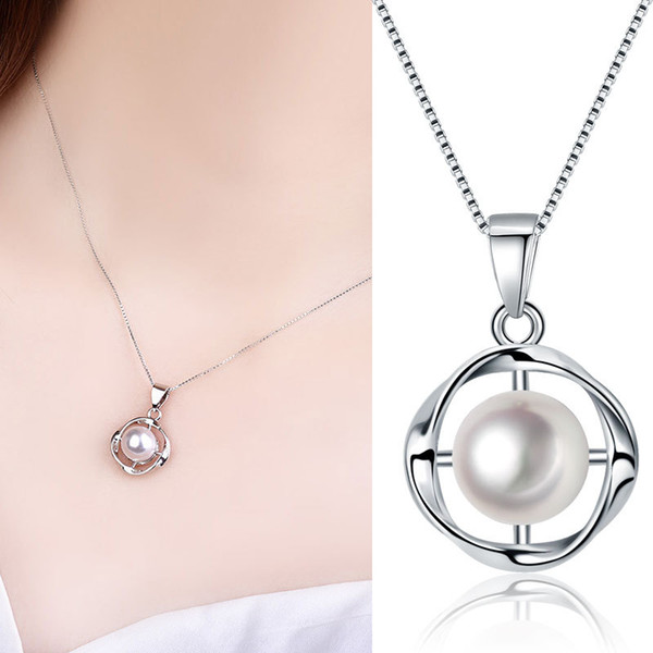 Cross Border Accessories Fresh Pearl Pearl Shell Pendant Elegant Necklace Silver Jewelry Lady Chain Wholesale