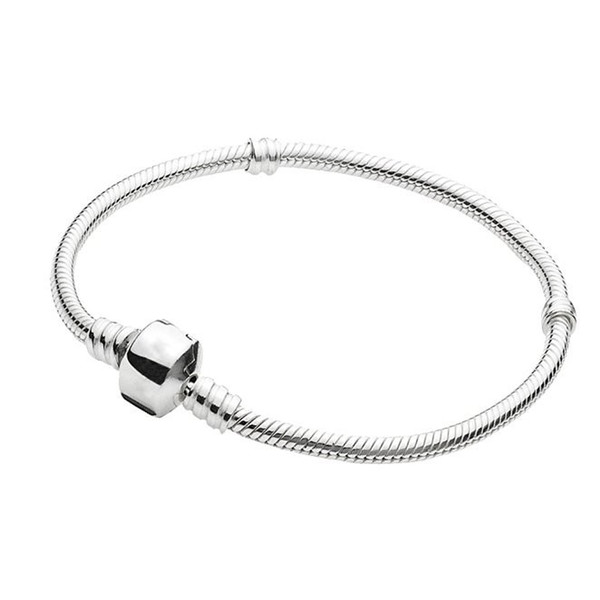 Hot Birthday Gifts Silver Plated Basic Snake Chain Bracelet DIY Charms Beads Jewelry Original Pan Bracelets Bangles Gifts for Women Free DHL