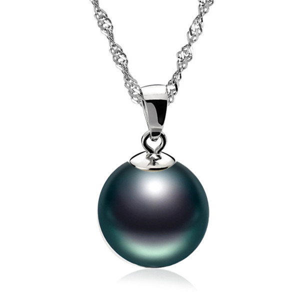 925 Silver Chain Necklace Wedding Jewelry for Women Flawless Black Pearl Pendant Necklace Earring Jewelry