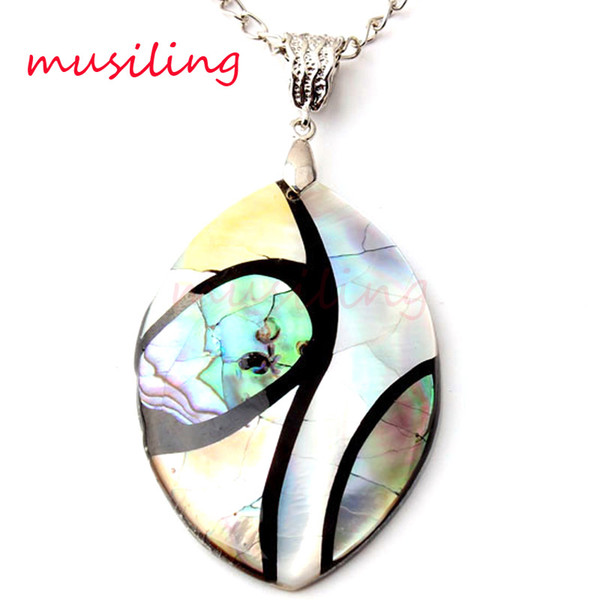 Horse Eye Abalone Shell Pendants Necklace Chain Pendulum Alternate Splicing Pendant Accessories Silver Plated European Trendy Jewelry