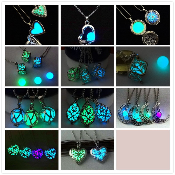 Fashion Hollow Square Tree of life Heart luminous Bead Pendant love cube luminous Box Necklace For Women With Silver Chain Main Style