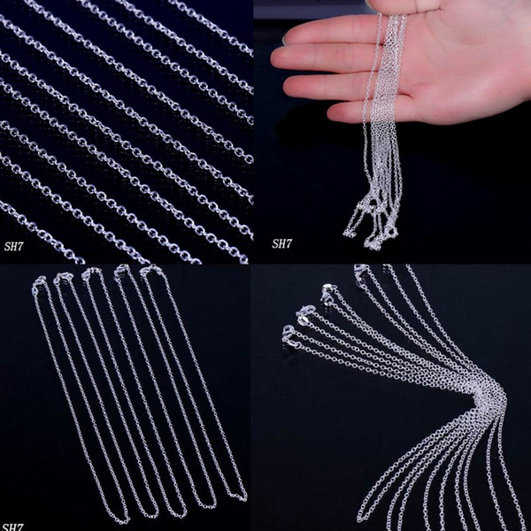 50pcs Brand New Unisex Plated 925 Sliver Rolo Chain Necklace Unique Briefness Fit For Pendant Necklace Jewelry Making 8 Size Choose SH7