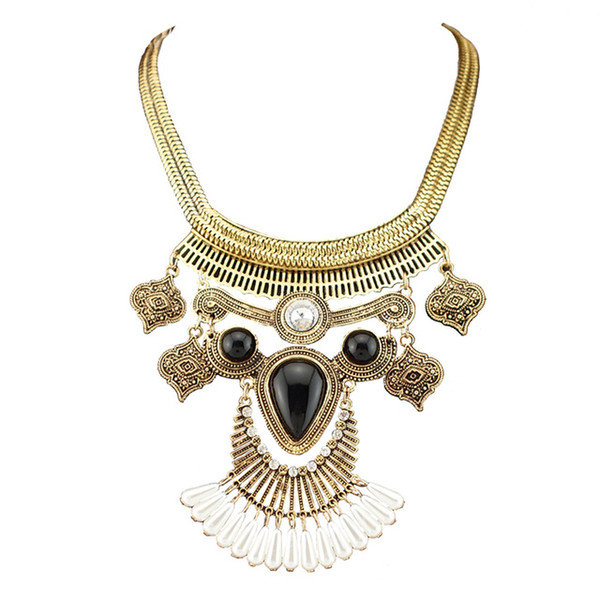 Vintage Owl Maxi Necklace With Imitation Pearl Tassels Collar Pendant Women Multilayer Fashion Statement Chokers Necklaces