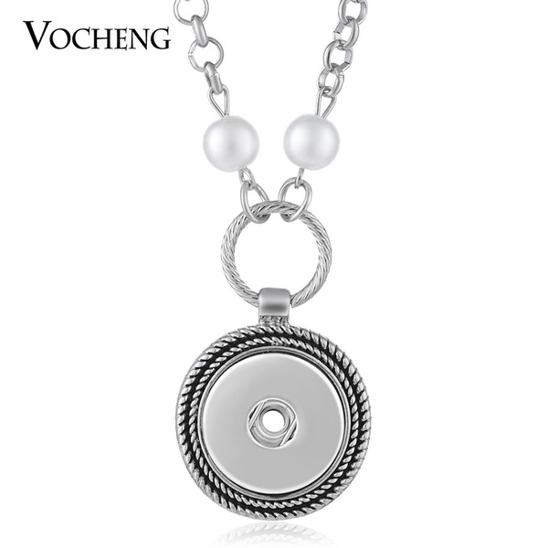 VOCHENG NOOSA Pearl Necklace Ginger Snaps Jewelry Round Pendant Fit 18mm Button NN-524