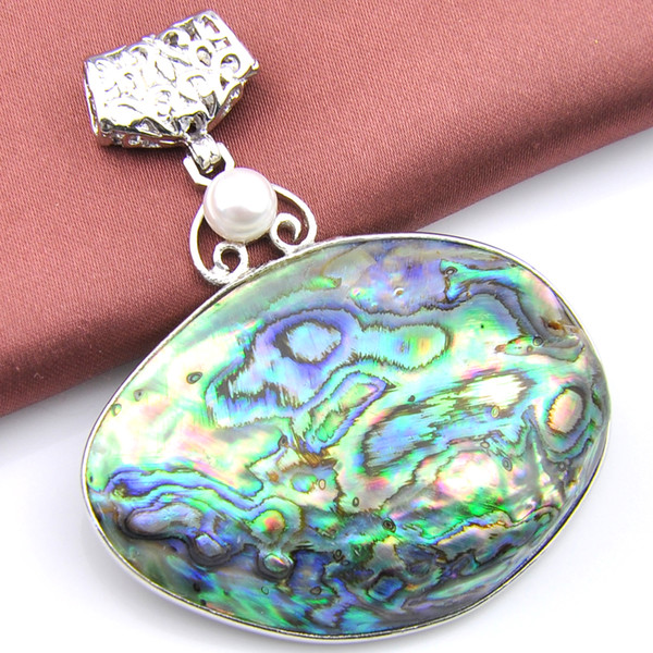 Luckyshine New 6 Pcs Luckyshine Natural Fire Abalone Shell Pearl 925 Sterling Silver Plated Pendants Russia Australia USA Pendants Jewelry