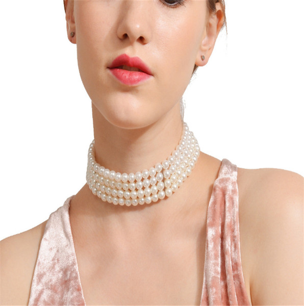 2017 Trendy Elegance Statement Necklace Charm Simulated Pearl Beads Choker Necklace For Women a beautiful gift