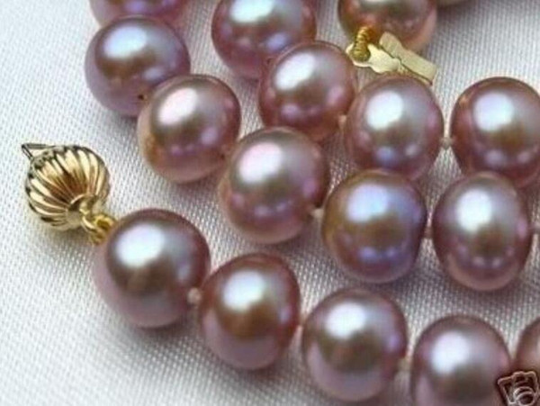 Elegant charming 8-9mm Purple Akoya Cultured Pearl Necklace 17