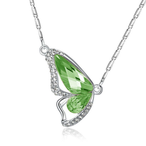 New S925 Korean dancing butterfly pendant crystal pendant necklaces boutiques foreign trade sources women jewelry