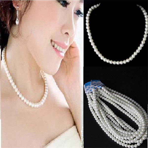 New Styles Cheap Pearl necklace for women Short section 8mm wedding party necklaces Fashion Fine Pearls Jewelry Gift wholesale 100pcs