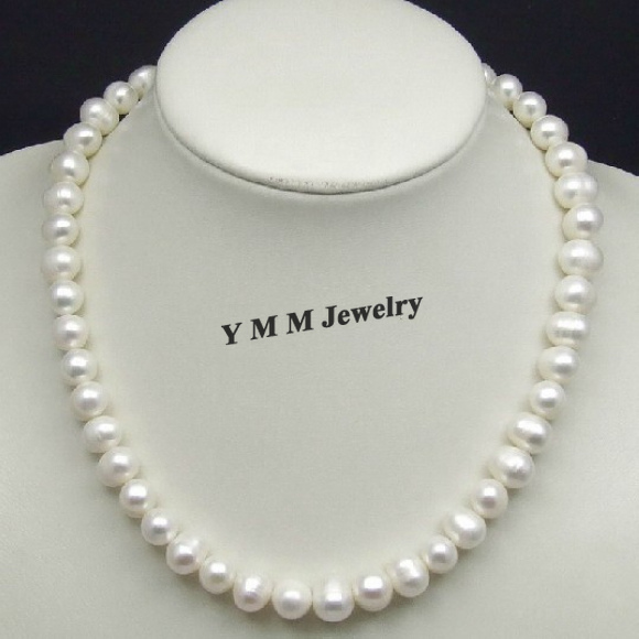 Personality White Pearl Necklace, 10mm Real Freshwater Pearl Necklace, Genuine Natural Pearl Jewelry