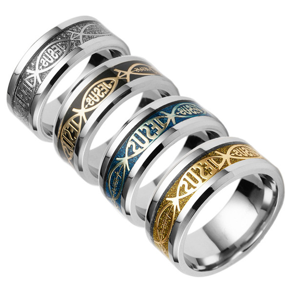 Hot source religious wind Christian Jesus JESUS letter titanium steel ring hand jewelry wholesale (free shipping)