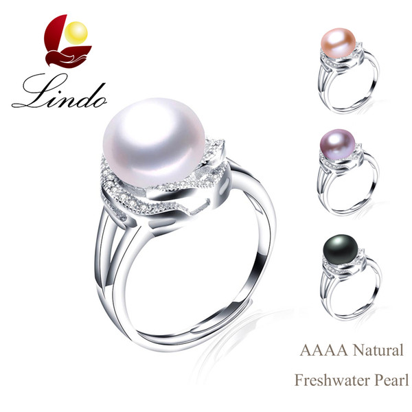 New Design 4 Colors Real Freshwater Pearl Ring for Women 925 Silver Wedding Jewelry with Gift Box