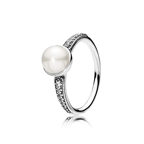 US Size 6 7 8 9 Natural pearls Wedding RING Original Box set for Pandora 925 Sterling Silver CZ Diamond elegant Rings