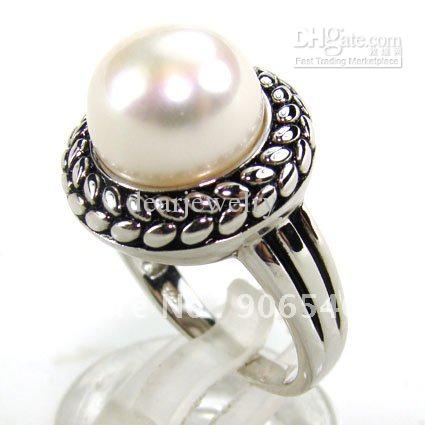 Fashion Jewelry Silver Overlay Ring With Pearl DR30177R Free shipping