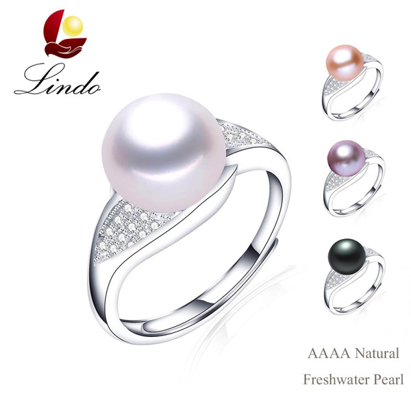 Hot Selling Wedding Engagement Ring Natural Freshwater Pearl Jewelry 925 Silver adjustable Ring with Gift Box