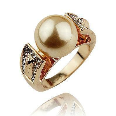 On Sale Noblest 18K Gold Plated Synthetic Diamond Pearl Rings The Rings For Woman And Men Fashion Jewelry No Minorder