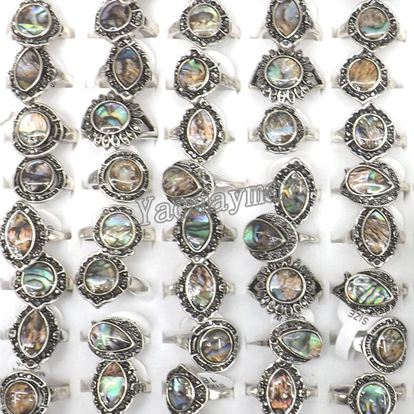 50pcs/Lot Women's Natural Abalone Shell Rings Mixed Size Factory Direct Price Free Shipping