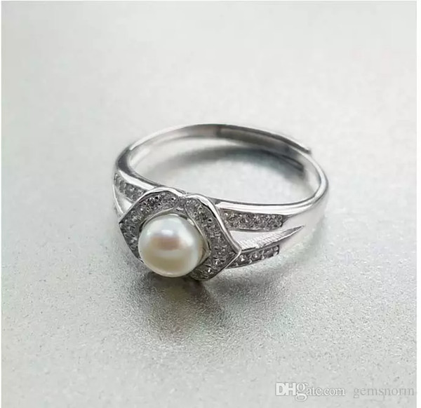 Fashion Lips Shape Silver Rings Women Party Wedding Rings Solid Sterling Silver Adjustable Ring Jewelry with Pearl R40